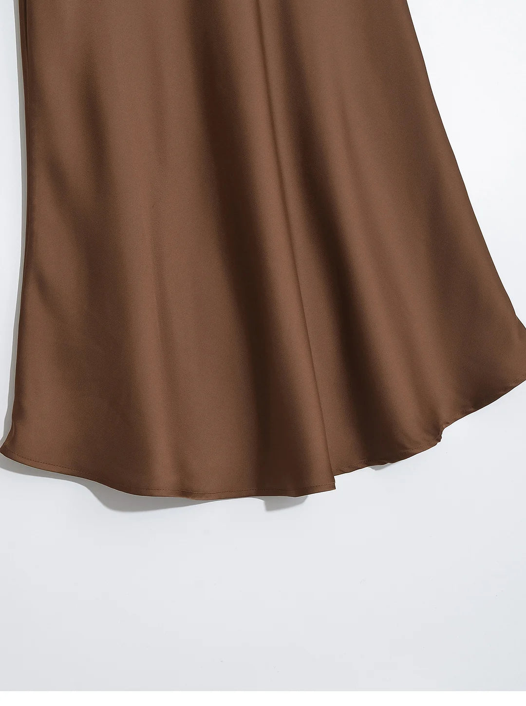 Elegant Satin Midi Slip Skirt with Side Zipper – Smooth & Flowing Fit for Versatile Styling