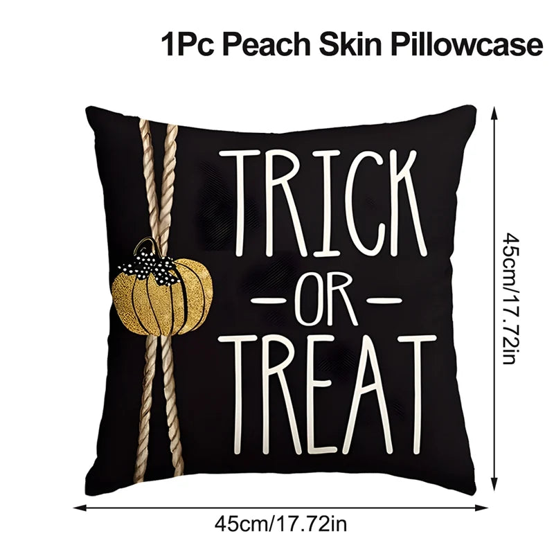 Halloween Linen Cushion Cover Trick or Treat Theme Pillowcase Cartoon Pumpkin Ghost Pillow Cover Halloween Party Decoration 2025