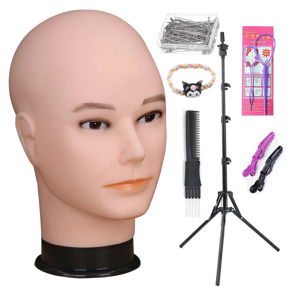 Mannequin Head With Tripod For Making Wig Hat Glasses Mask Display Cosmetology Manikin Head For Makeup Practice Wig Install Kit