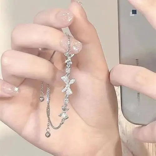 Fashion Elegant Crystal Flowers Bracelet For Women Sweet Girls Moon Cherry Blossom Bow Zircon Bracelets Luxury Designer Jewelry