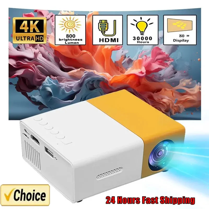 Smart Projector 1000 Lumens, WiFi 6 Bluetooth 5.3, Android 12 with Auto Focus, 4K HD for Home Theater &  Outdoor Camping