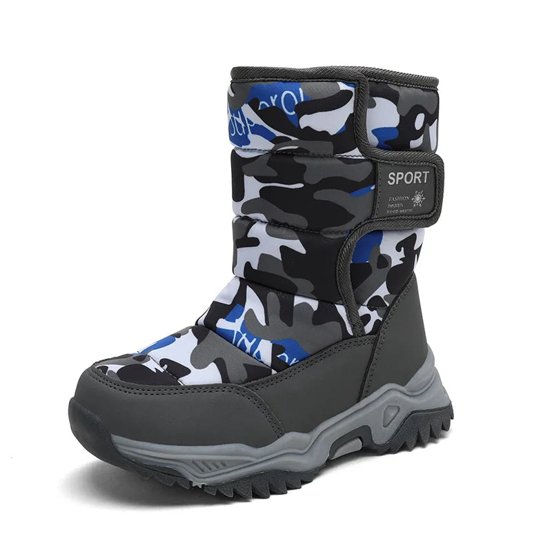 Winter Children Shoes Plush Waterproof Fabric Non-Slip Girl Shoes Rubber Sole Snow Boots Fashion Warm Outdoor Boots