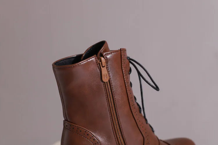 New Fashion Boots for Women High Quality Leather Women's Short Boots Daily Women High Heels Lightweight Womens Shoes Botas Mujer