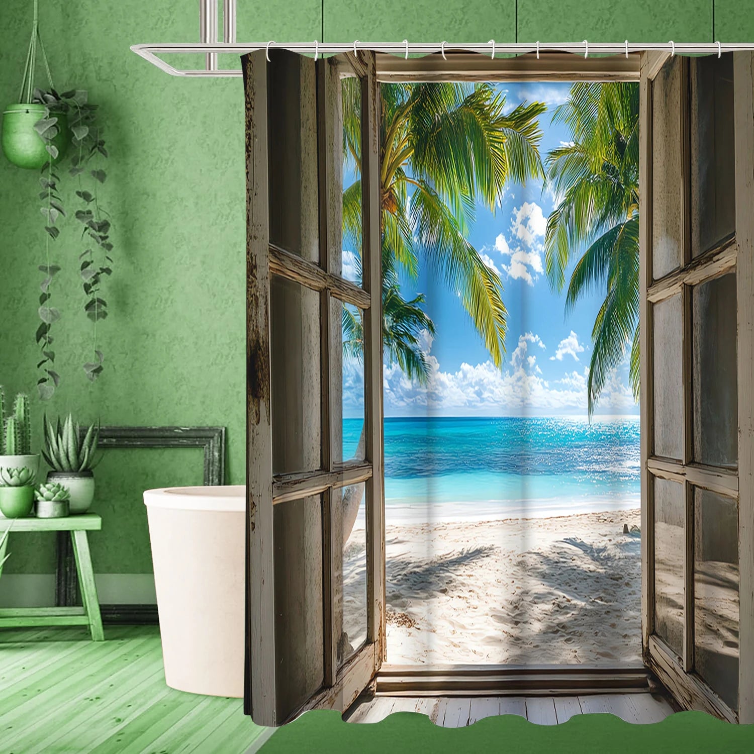 Strandlandskap Badeforheng Baderomsdusjforheng Vanntett Med 12 Kroker Hjemmedekor Gratis Frakt