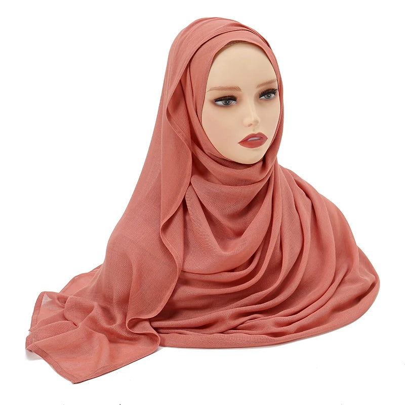 Hijabs musulmanes para mujer, pañuelos finos lisos, chales para mujer musulmana, pañuelo suave de viscosa y rayón, turbante islámico, diadema de 200x85cm
