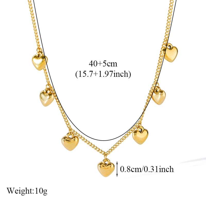 EILIECK 316L Stainless Steel Heart Love Pendant Necklace For Women Fashion New 18K Gold Plated Neck Chain Jewelry Collar Gift