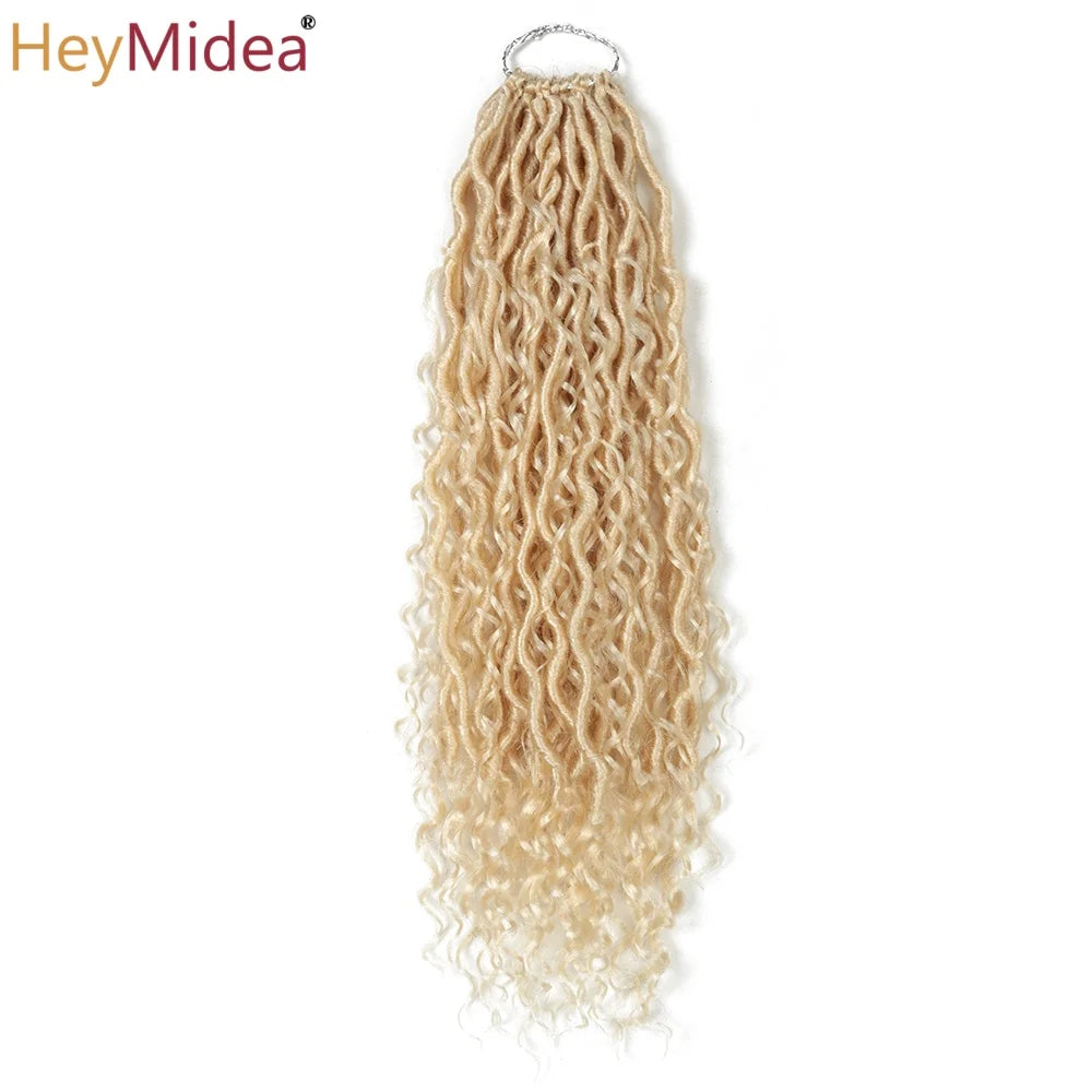 Synthetic Goddess Locs Crochet Hair Braids Curly Faux Locs Braiding Hair Extensions Wig For Women Black Hippie Boho Style