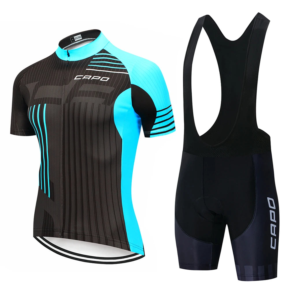 Ropa de Ciclismo Hombre Verano 2025 CAPO Ropa de Hombre Maillot de Ciclismo Bicicleta MTB Deporte Camiseta Profesional Culotte con Tirantes Traje