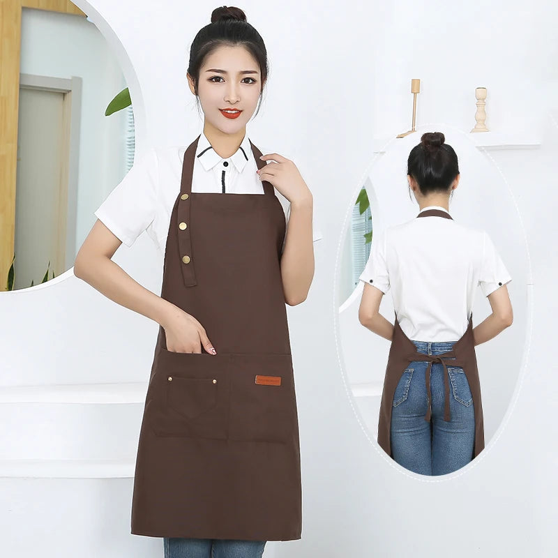 New Fashion Kitchen Aprons for Woman Men Chef Work Apron for Grill Restaurant Bar Shop Cafes Beauty Nails Studios Uniform