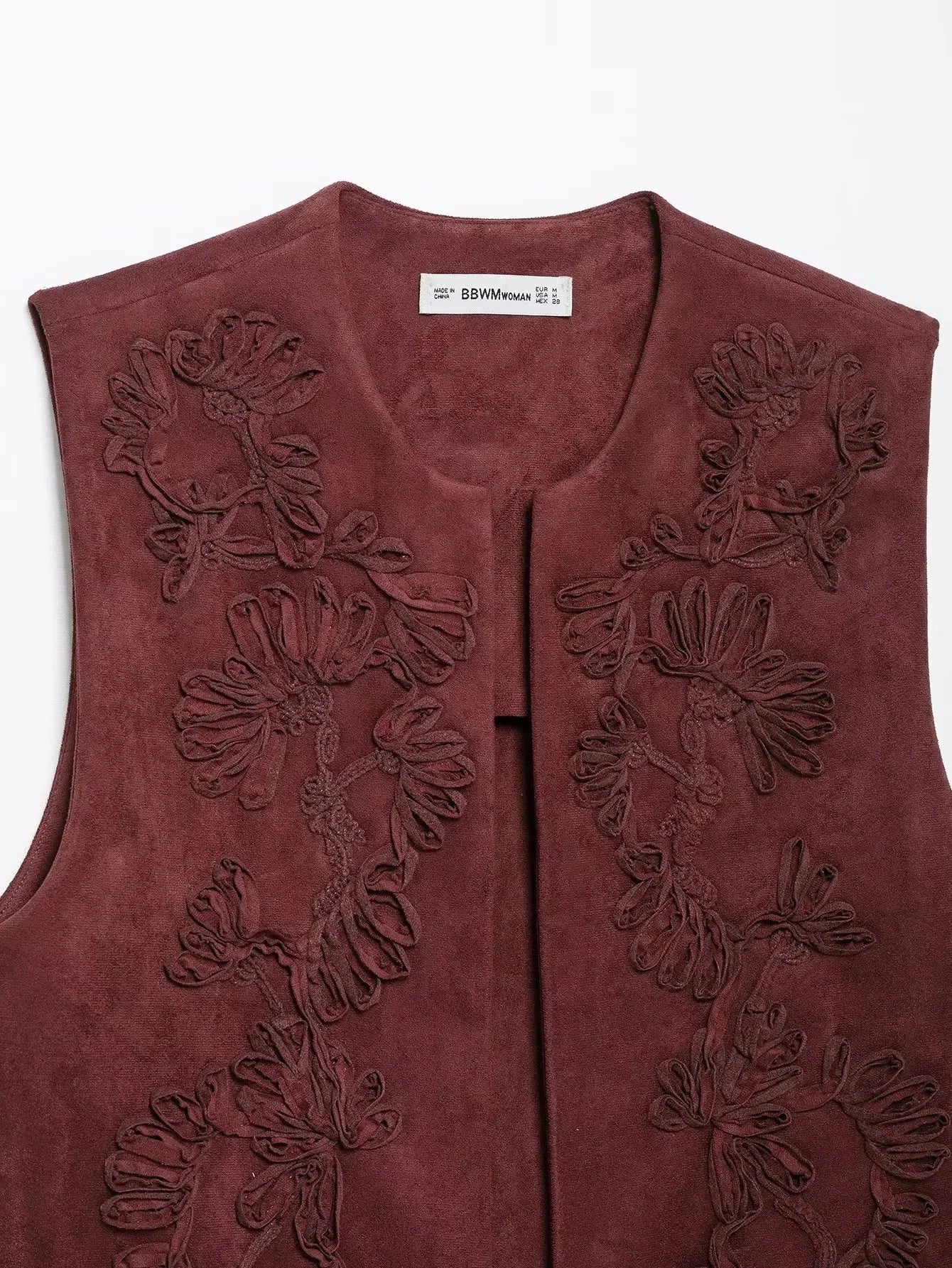 Embroidered Vests For Women Fashion Suede Elegant Sleeveless Coat Short Vest Streetwear Casual Chic Waistcoat Top