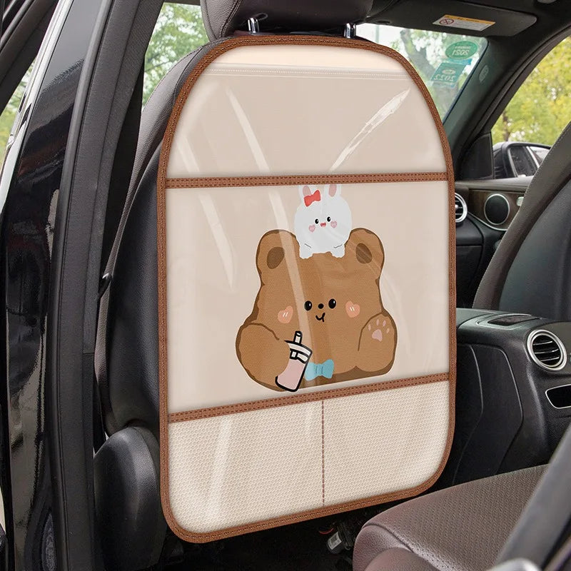 1PC Almohadilla antipedales para niños, protector de respaldo de asiento de coche, funda para niños, alfombrilla antipedales de dibujos animados para coche con bolsa, almohadilla antipedales impermeable