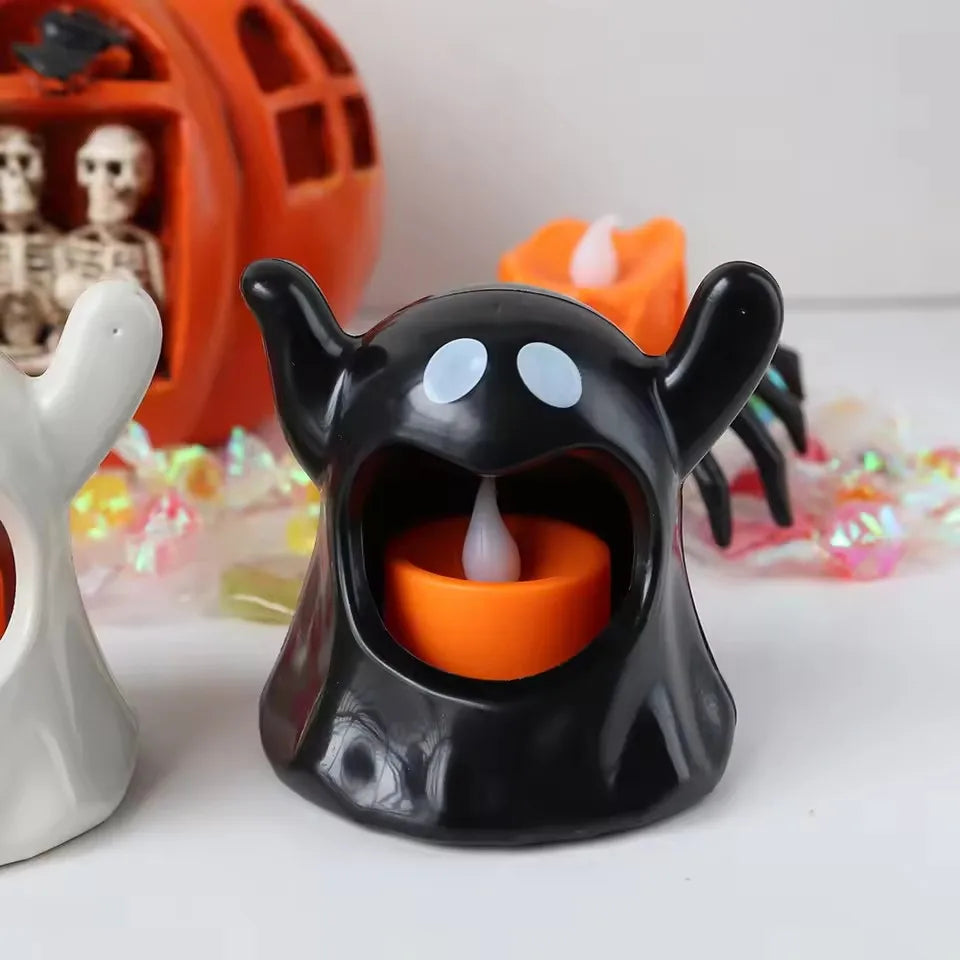 LED Electronic Candle Lights Kawaii Ghost Lights Halloween Scary Atmosphere Ornaments Kid Gift Party Desktop Decoration Props