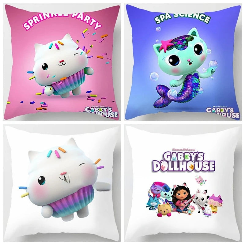 Kids Gabbys Dollhouse Gabby Cats Pillowcase 40x40cm 45x45cm  Decorative Pillows  60x60