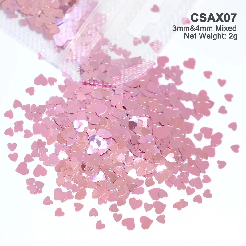 2g Holographic Nail Art Glitter Shiny Sweet Love Red Heart Flakes Sequins 3D Nail Paillette Manicure Valentine's Day Decorations