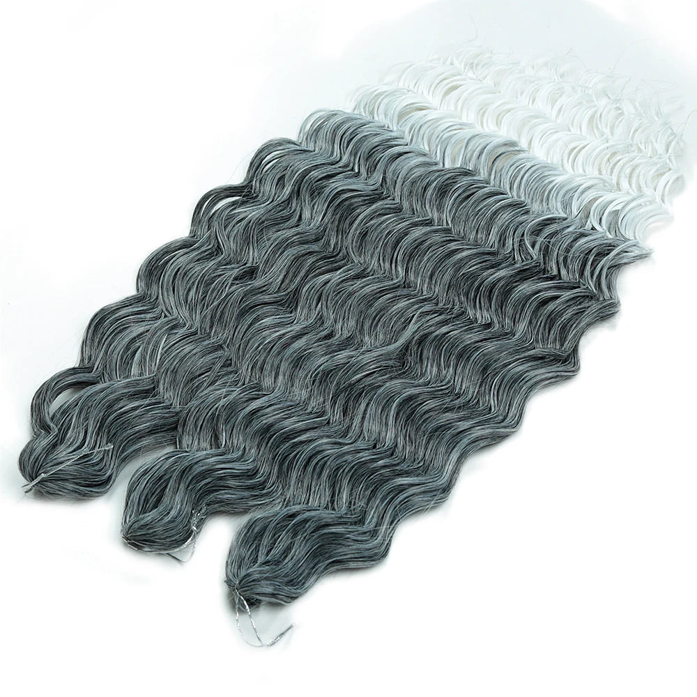 ALIBABY 24Inch Synthetic Loose Deep Wave Braiding Hair Extension Water Wave Crochet Braid Hair for Braids Ombre Blonde Fake Hair