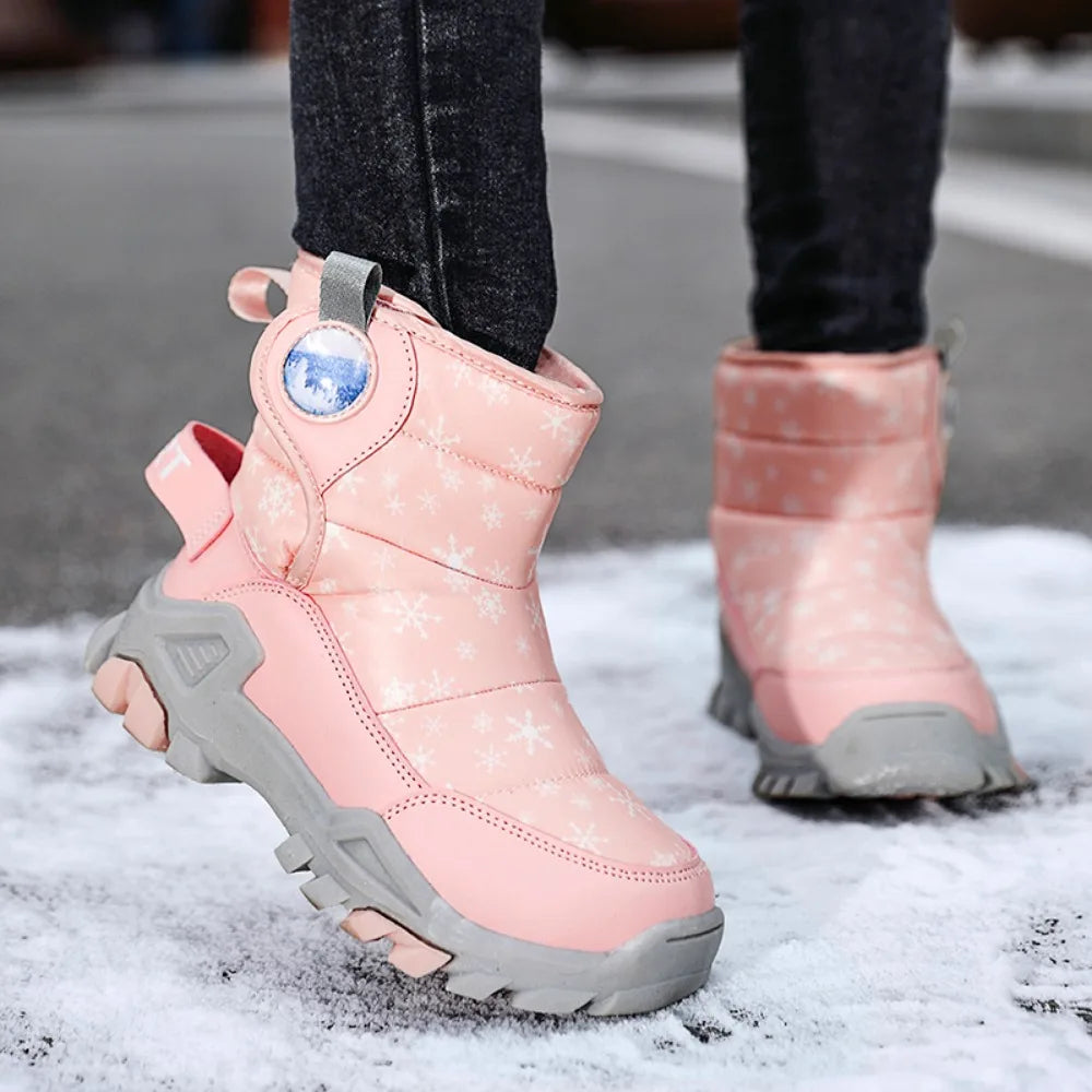 Children Snow Boots Girls Boys Fashion Sneakers Winter Kids Keep Warm Sport Fashion Leather Shoes Outdoor Snow Ankle Boots New