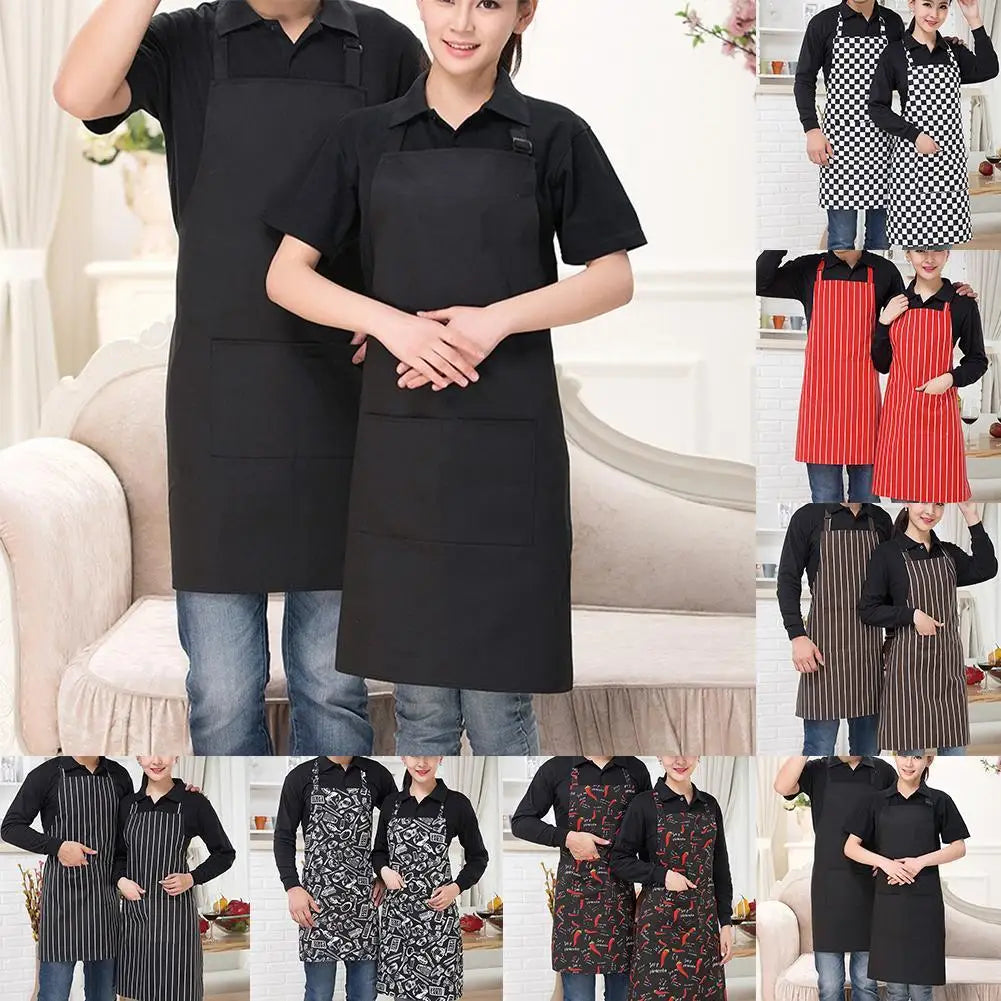 Delantal de cocina delantal de cocinero con cuello halter con 2 bolsillos delantales sin mangas para catering para hombres y mujeres delantal de camarero para barbacoa con estampado