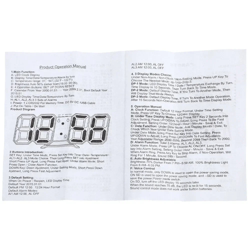 Digital Clock Wall Clocks Decoration for Bedroom Adjustable Electronic Watches 3D LEDs Home Decor Night Mode Watch Glowing
