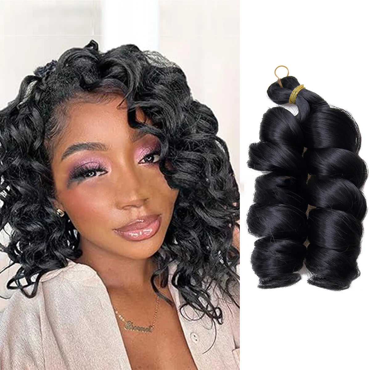Synthetic Hair Extensions for Boho Braids & Twists French Curl Crochet Braiding wig Ginger Brown Loose Wave Spiral Curl Braiding