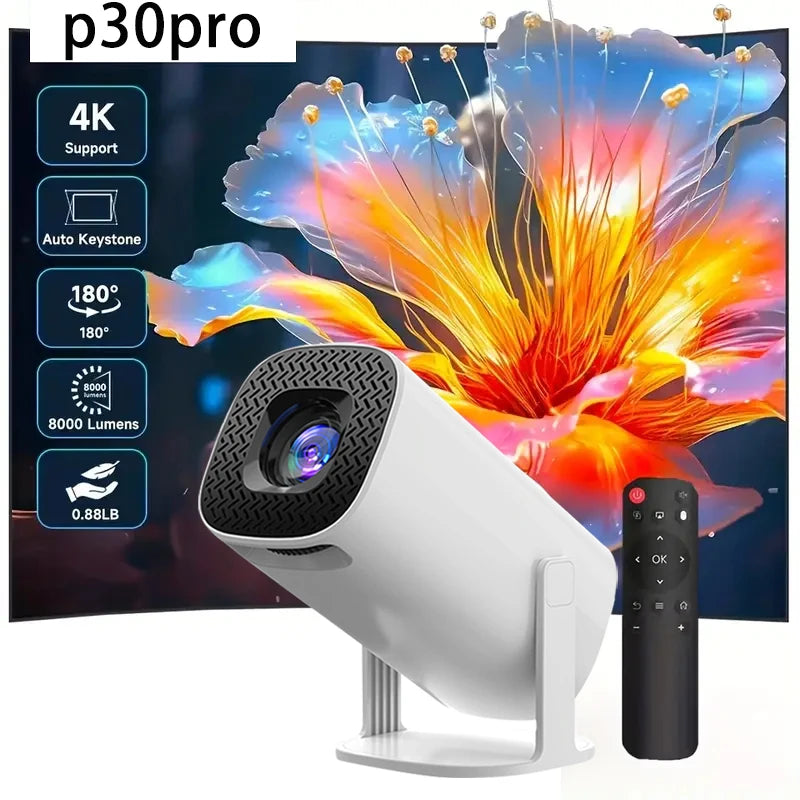 P30pro Projector Android11 H713 300ansi Wi Fi6 Native 1280*720P BT5.4 HD Home Theater Outdoor Travel Projector