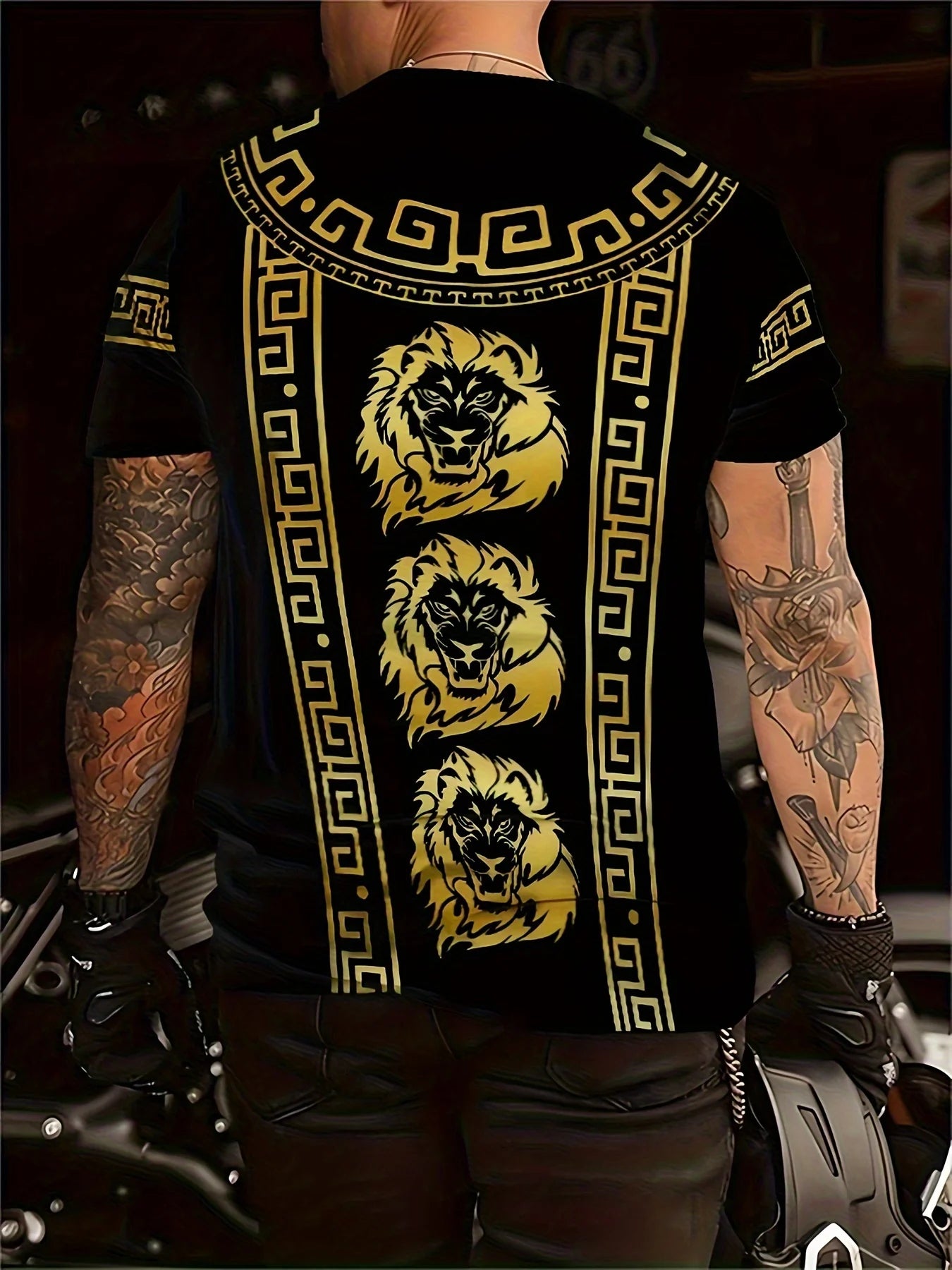 Luxury Men's T-Shirt Animal Tees Gold Lion 3d Print Short Sleeved T-Shirt Summer Casual Men's Clothing Oversized European Tops