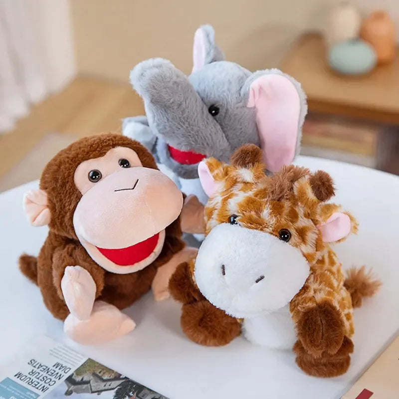 Stuffed Plush Animals Toys Hand Finger Story Puppet Kawaii Dolls Educational Baby Toys Duck Lamb Cow Dog Horse Children Gift
