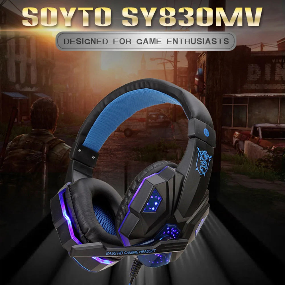 New Gaming Headset Headphones With LED Light Mic Stereo Earphones Deep Bass For PC Computer Gamer Laptop Auriculares For PS4 Xbo