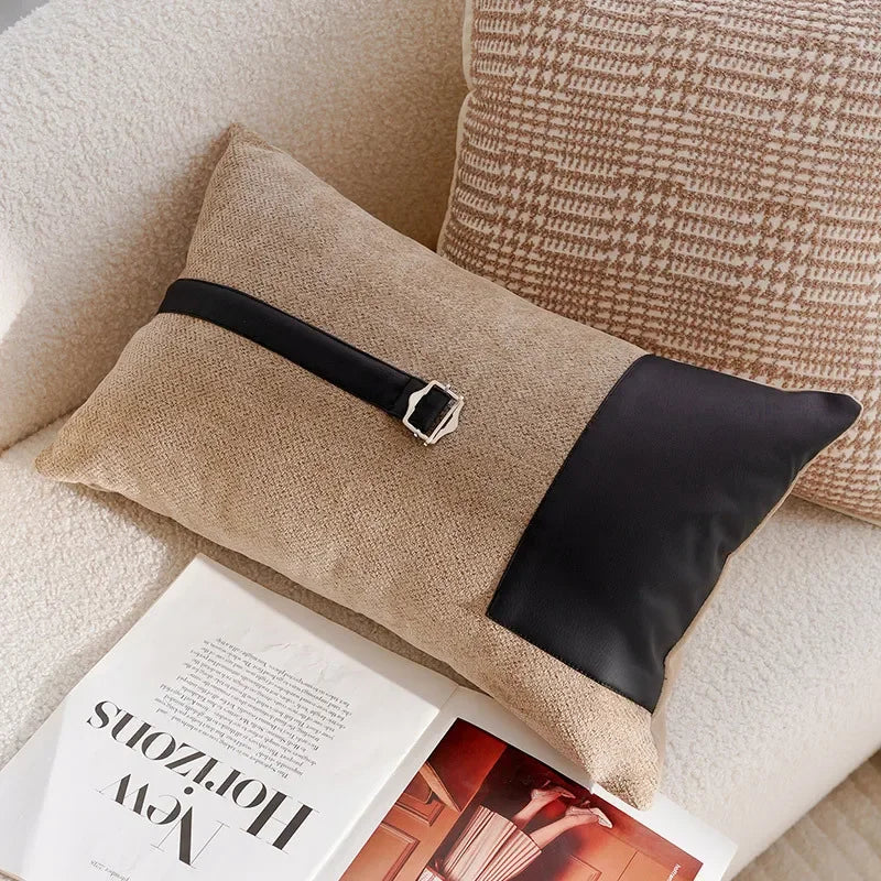 Pillow Cover in Cream Color, Retro Style, Brown French Sofa Waist Cushion Cover 45x45cm Pillowcase