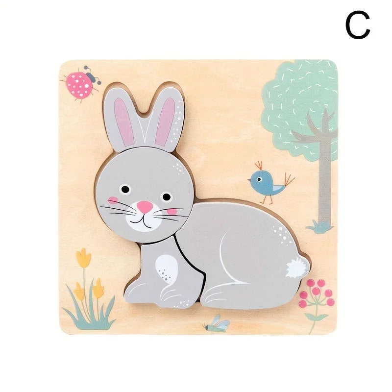 3D Wooden Cartoon Animals Cognitive Puzzles For Kids Children's Wooden Puzzles Toys Colors Shapes Baby Educational Toys Game