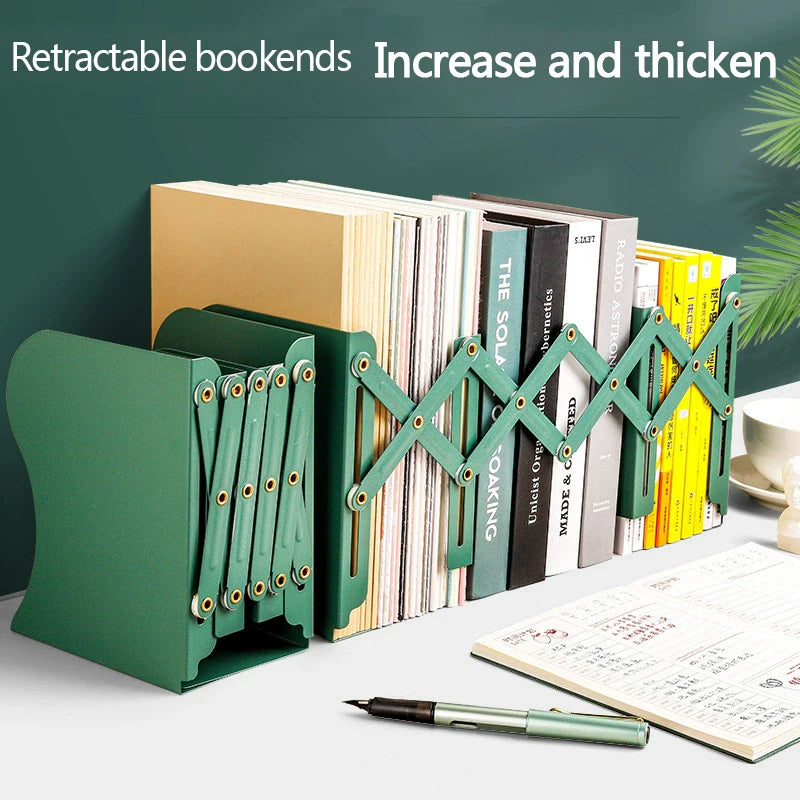 Desktop Book Organizer Retractable Book Stand Adjustable Retractable Bookends for Shelves Desktops Space-saving for Home