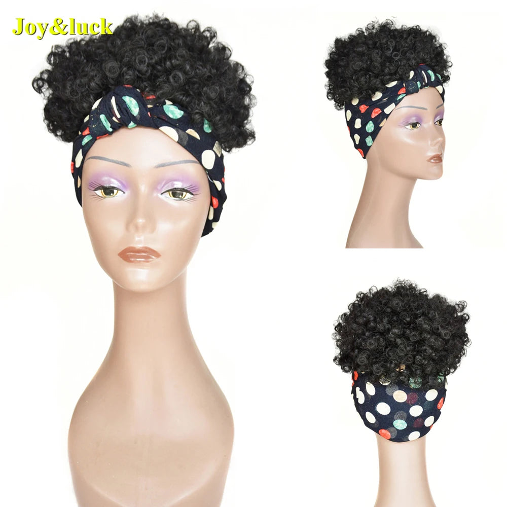 Burgundy Afro Curly Headband Wig