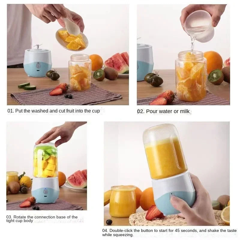 Bærbar blender USB-oppladbar mini-juicer Blender Husholdningsmikser Maskin for juice Shakes og smoothies Juice Extractor