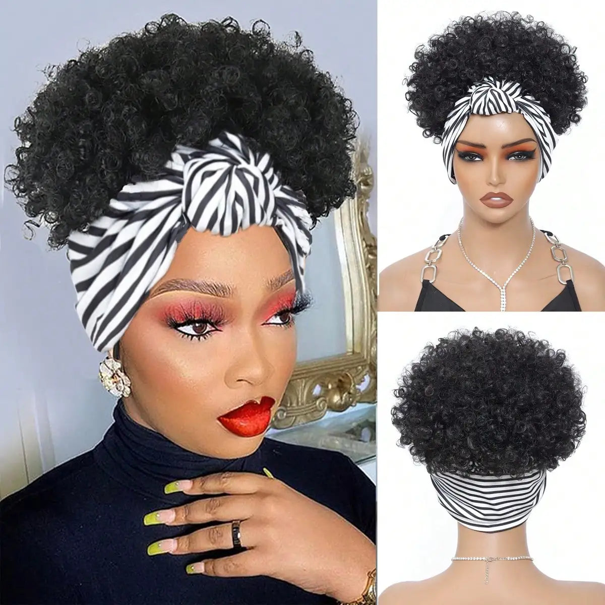 Afro Curly Headband Wig