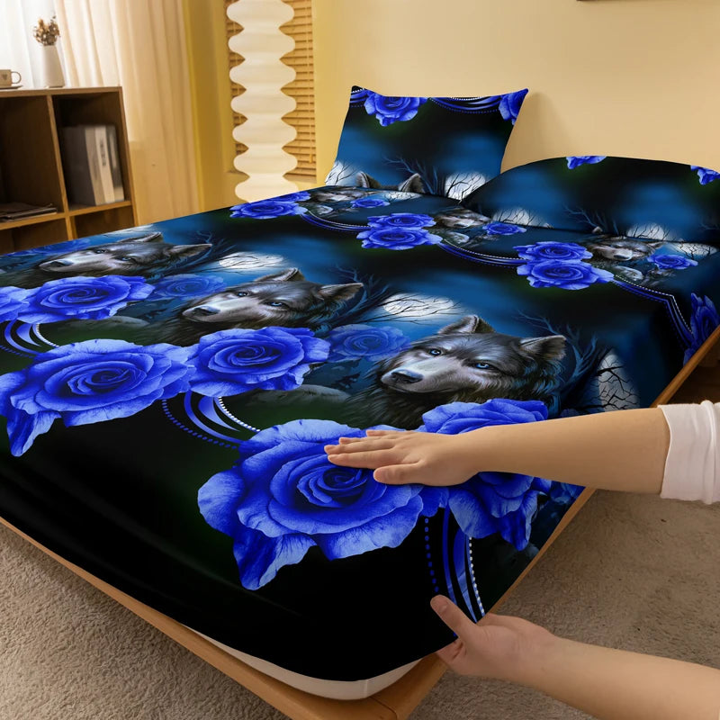 1 Simple modern Plant Flower animal printed matte Fitted Sheet, bedroom printed bed cover, bedding (excluding pillowcases)