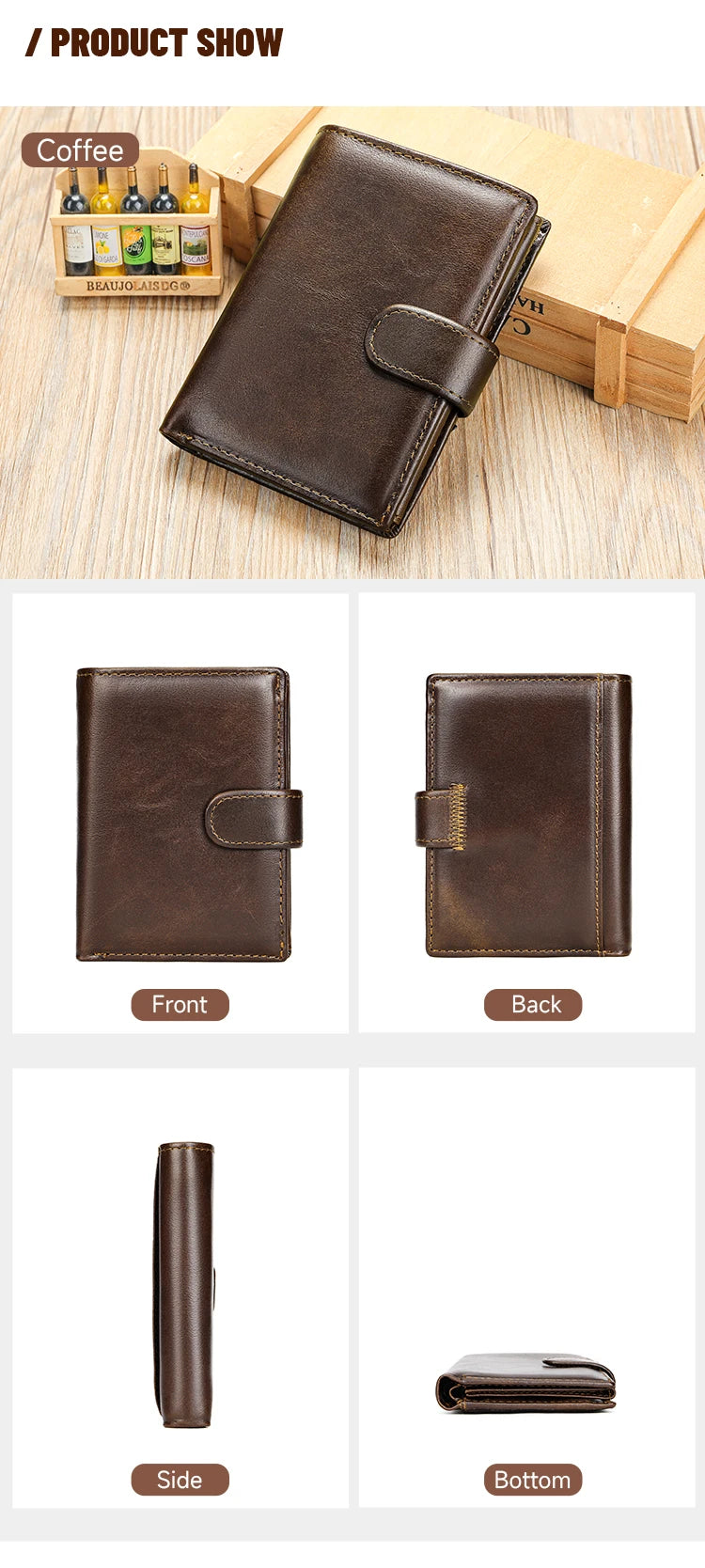 WESTAL Leather Men's Wallet Wallet Trend Multi-Functional First Layer Cowhide Premium Passport Wallet