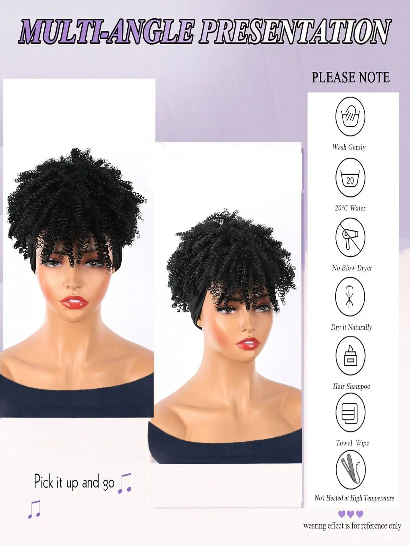 2-in-1 Kinky Curly Headband Wig