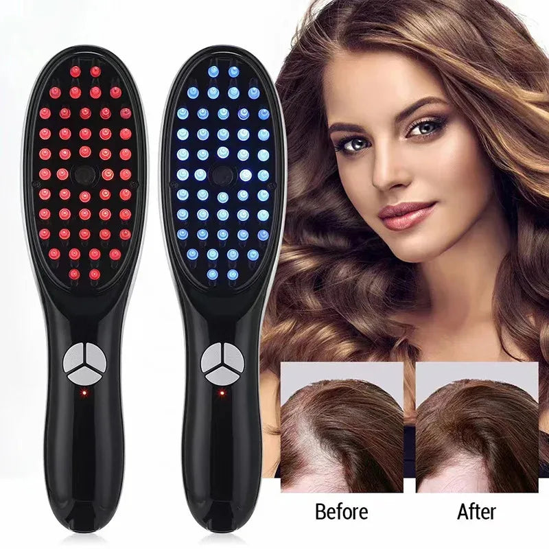 Alwafore Electric Massage Comb Blue Red Light Therapy Vibration Hair Massage Scalp Brush Negative Ion Spray Hair Growth Massager