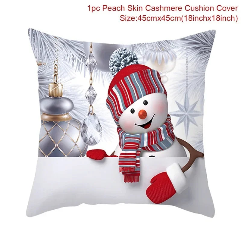 Merry Christmas Cushion Cover Christmas Decorations for Home 2021 Cristmas Ornament Noel Xmas Decor Navidad Happy New Year Gifts