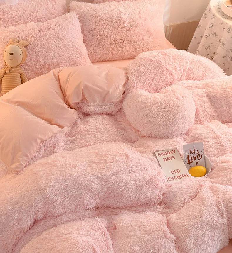 3/4PCS Luxurious Plush Duvet Cover Set – Cozy & Soft Bedding, Perfect for Bedroom Comfort, Ideal for Guest Rooms and Dorm Aesth