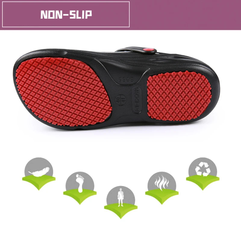 Unisex Work Chef Shoes Kitchen Waterproof Oil-proof Slippers Hotel Restaurant Non-slip Sandals Men Women Cook Safety Footwear