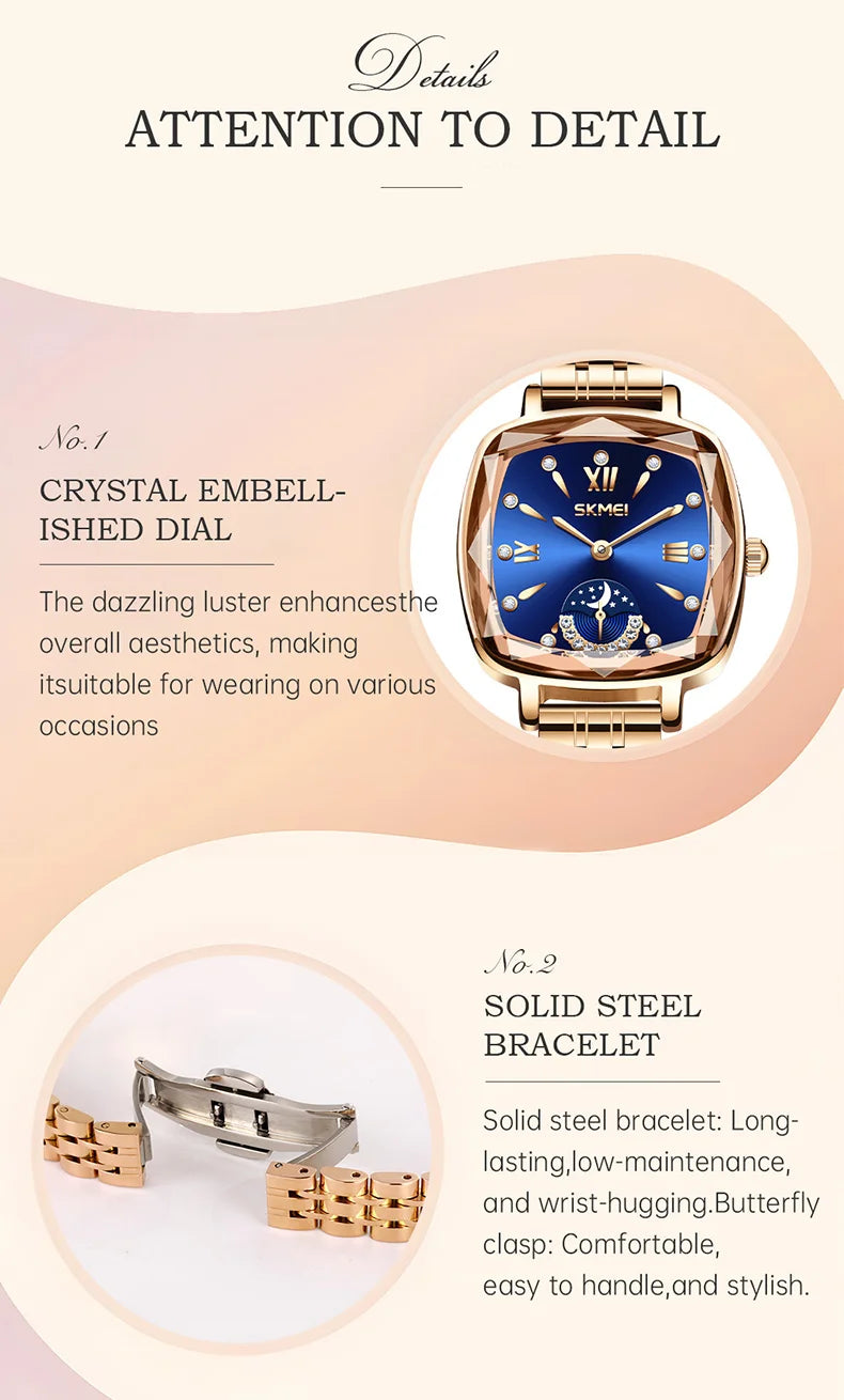 Luxury Watch for Woman Waterproof Stainless Steel Quartz Ladies Watch High Quality Women's Watches Elegant Female Clock