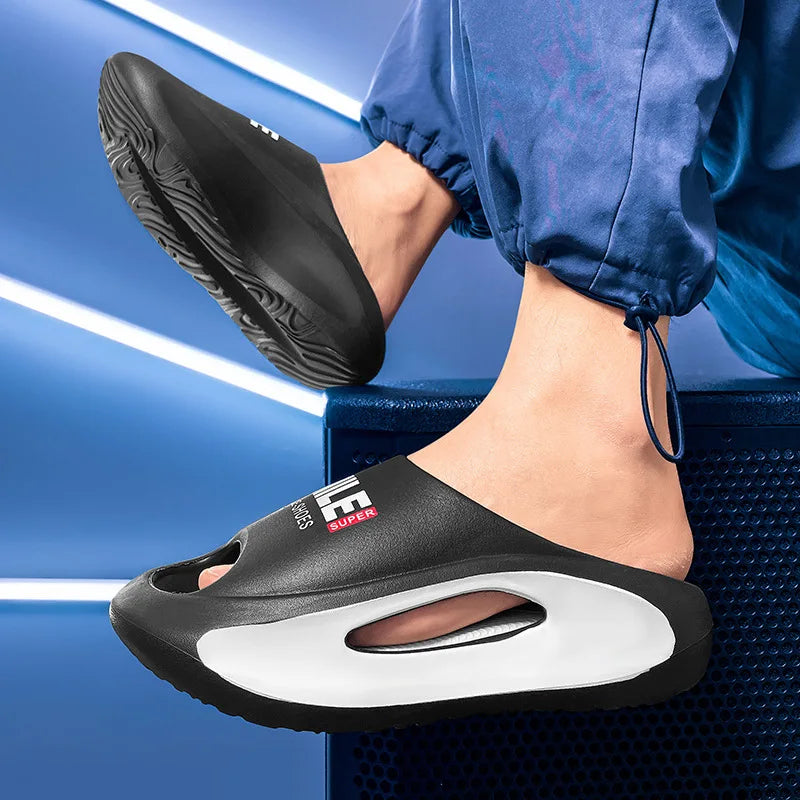Men Slippers New Slides with a Sense High Aesthetic Value External Wear Anti Slip Thick Bottom, Beach Cool Slippers for Men