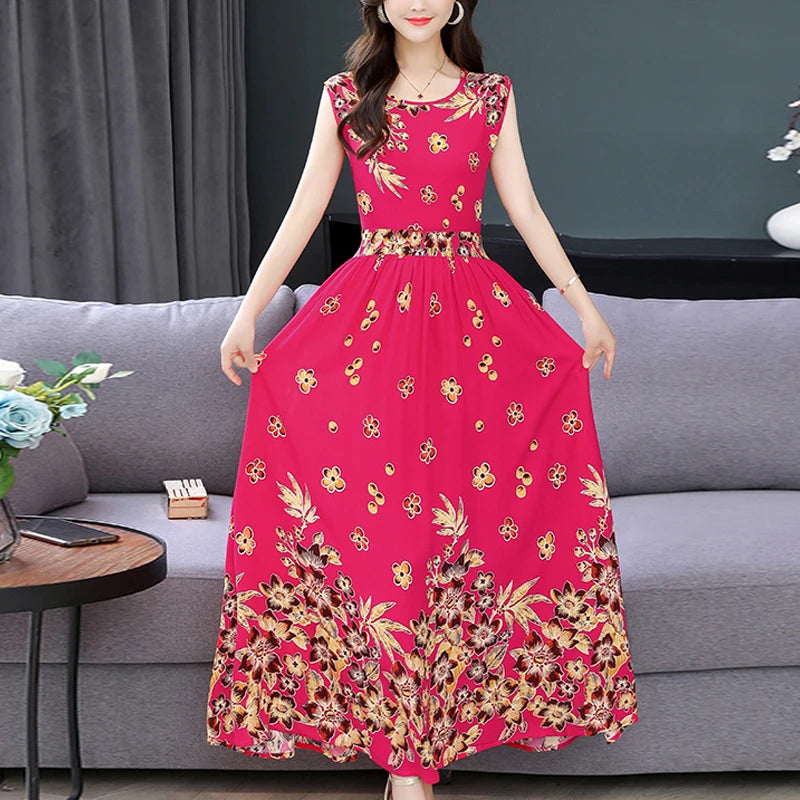New Fashion  Summer Print Women Short Sleeve Cotton Plus Size Women Clothing Dress Ladies Large Size Vestidos dresses