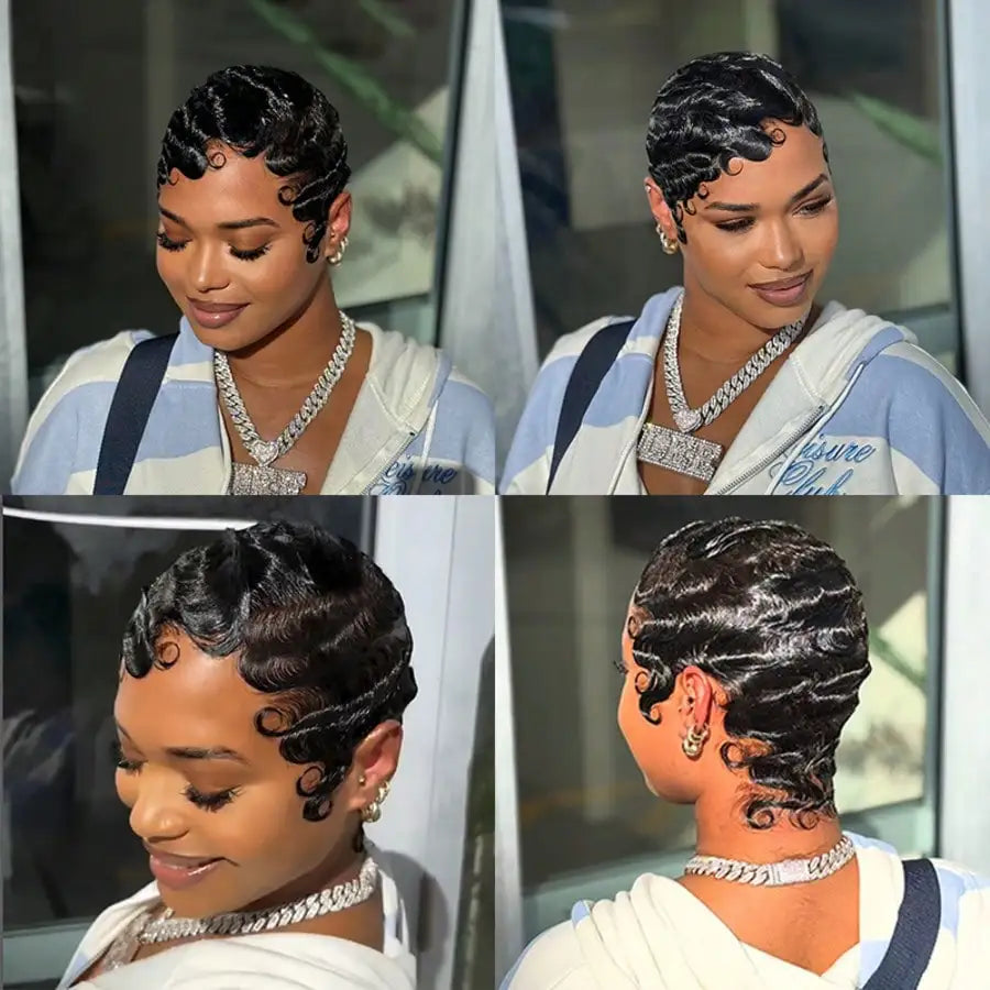 Elegant Finger Wave Pixie (6")