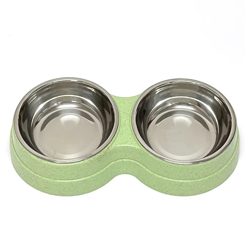 Small Dog Accessories Double Pet Bowls Stainless Steel Pet Drinking Dish Feeder Dog Food Water Feeder Cat Puppy Feeding Supplies