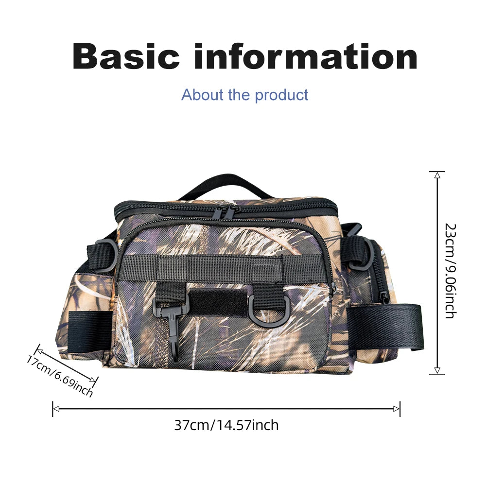 Mochila de pesca, caja de señuelos, bolsa de almacenamiento de aparejos, riñonera para hombres, mochila de pesca con mosca con soporte para caña, bolsa de hombro.