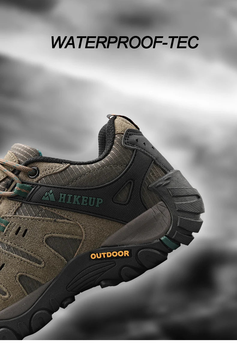 HIKEUP Zapatillas de senderismo para hombre de cuero de ante, calzado de exterior resistente al desgaste, zapatillas tácticas de trekking, senderismo y caza para hombre