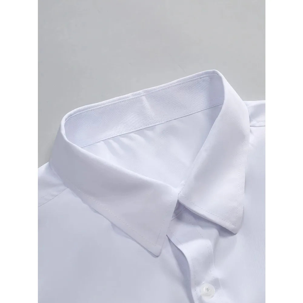 Men's Shirt Brand New Solid Color Long Sleeve Smart Casual Four Season Elastic Male Business Shirts
