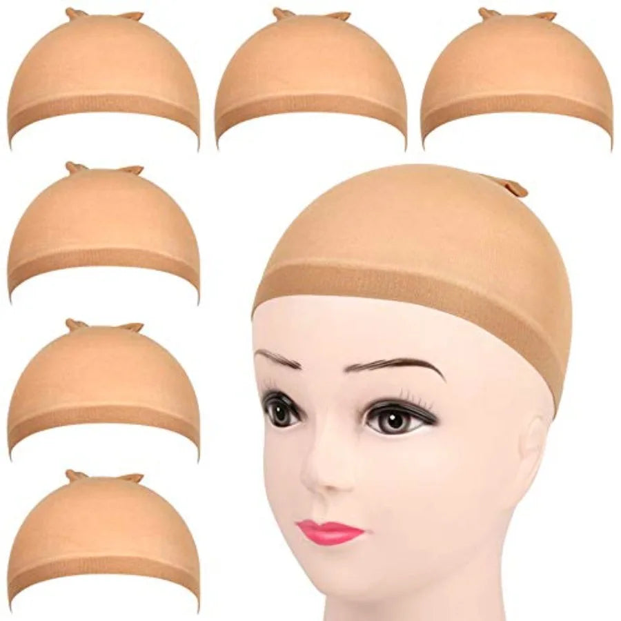 6 Pcs Stocking Wig Caps, Light Brown Stocking Caps For Wigs, Stretchy Nylon Wig Caps for Women, Girls,