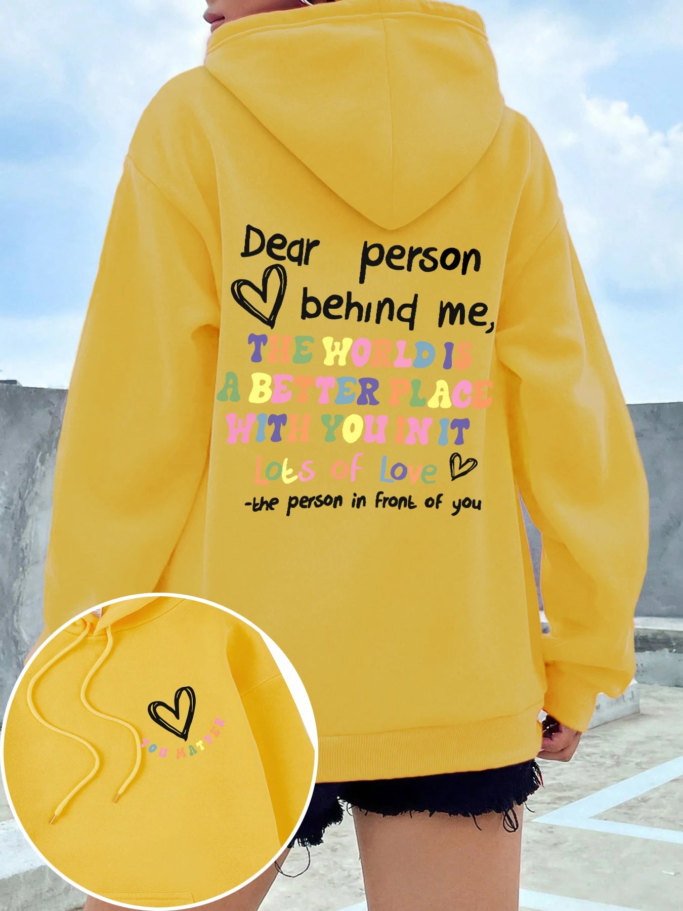 Dear Person Behind Me Hoodie Women Colored Letters Warm Fleece Woman Hoody Fur-liner Spring Autumn Hoodies Y2K Casual Tops